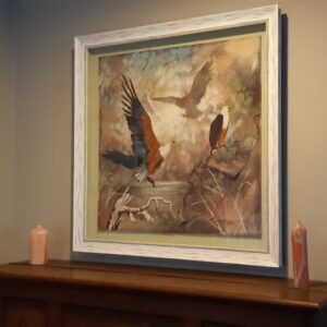 Birds of Prey on Hide, framed