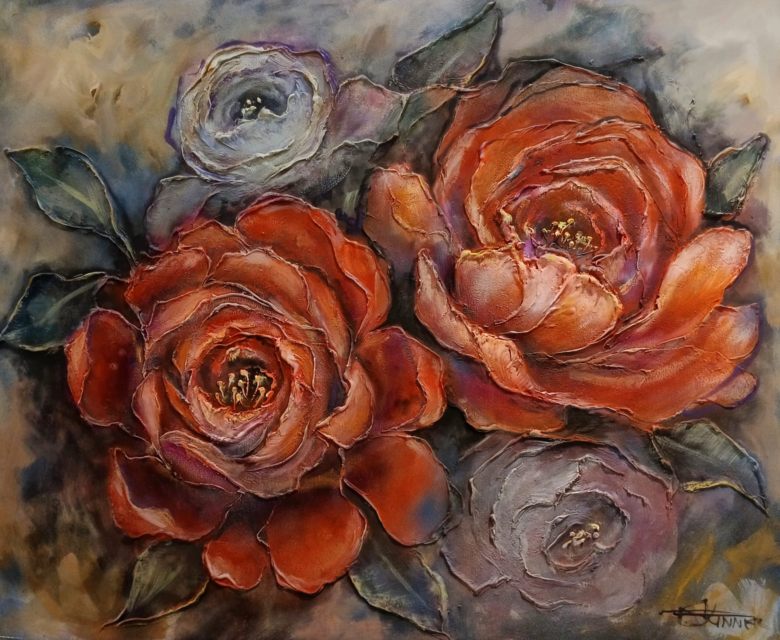 Art code 3593 1200x1000mm impasto oil on blocked canvas